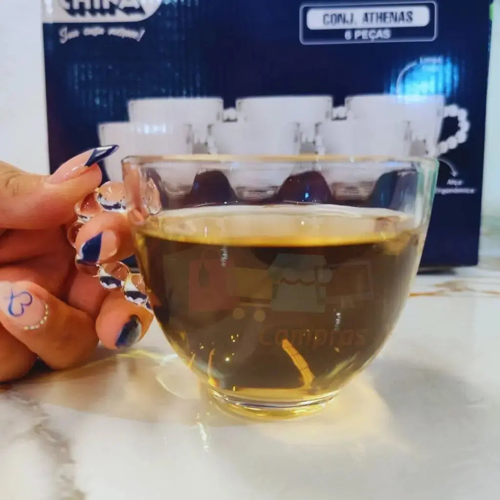 Xícara de Vidro 240ml com Alça – Jogo com 6 ou 12 Peças – Transparente, Elegante e Versátil para Café, Chá e Capuccino AgoraFacilita