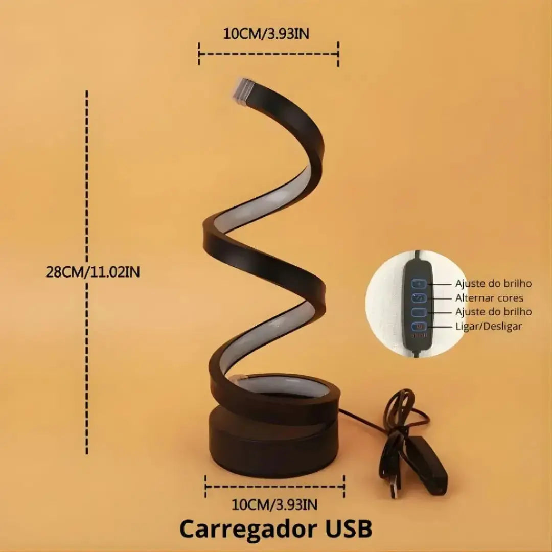 Abajur LED Espiral Clássico AgoraFacilita