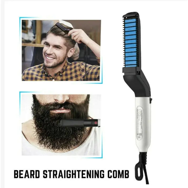 Alisador Barba Cabelo p/ Barbeiro Chapinha Hair Modelling Comb Masculino Alisadora com Pente Modelador 110V/220V Bivolt AgoraFacilita