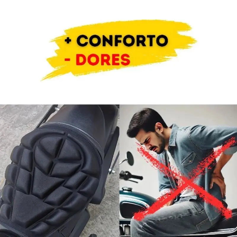 Almofada Assento Respiravel 3D Ergonômica Para Moto Antiderrapante Com Proteção Solar Alivio Costas AgoraFacilita