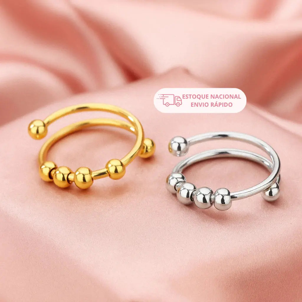 Anel Anti Stress Ansiedade Mau Humor Alívio Autocontrole Calmante Bolinhas Ajustável Unissex Lindo AgoraFacilita