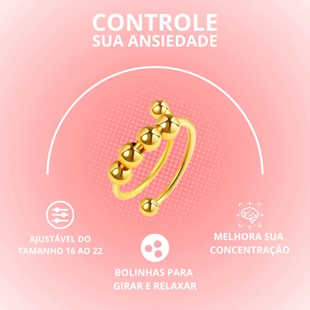 Anel Anti Stress Ansiedade Mau Humor Alívio Autocontrole Calmante Bolinhas Ajustável Unissex Lindo AgoraFacilita