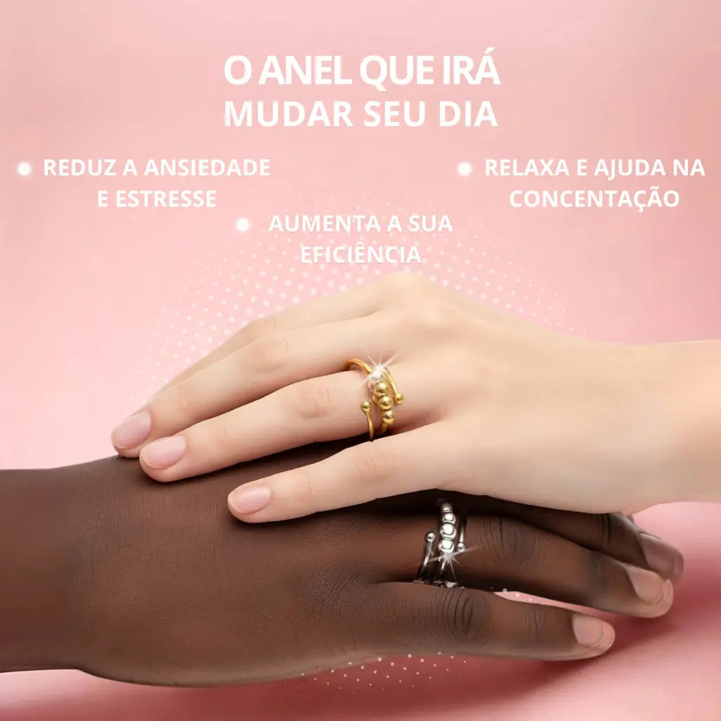 Anel Anti Stress Ansiedade Mau Humor Alívio Autocontrole Calmante Bolinhas Ajustável Unissex Lindo AgoraFacilita