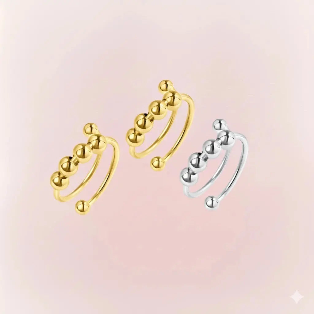 Anel Anti Stress Ansiedade Mau Humor Alívio Autocontrole Calmante Bolinhas Ajustável Unissex Lindo AgoraFacilita