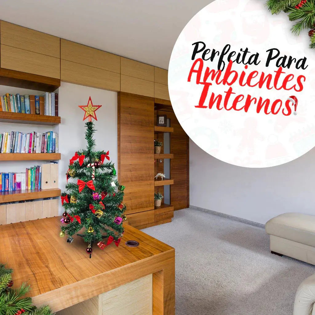 Árvore de Natal Decorada com Kit de 60 Enfeites Glanori