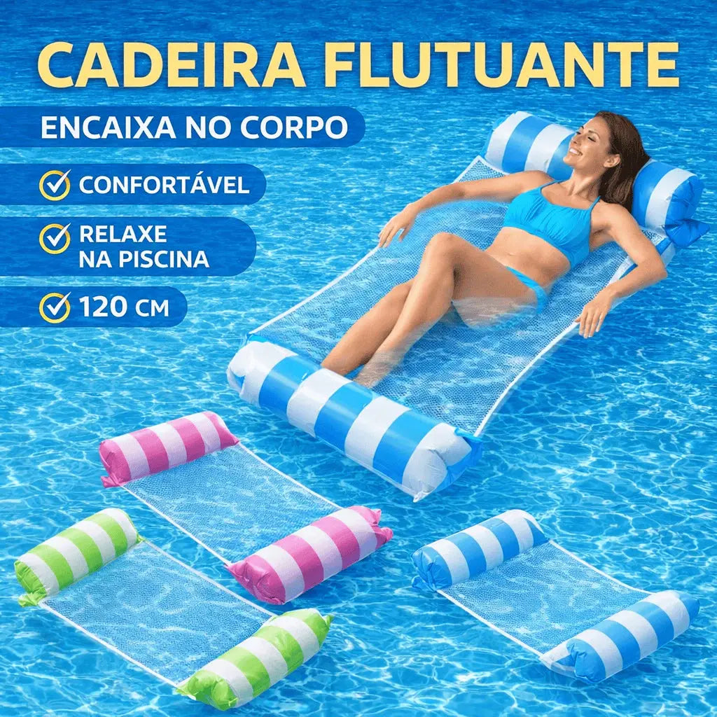 Bóia Flutuante com Rede para Piscina 120x80cm – Colchão Inflável Confortável para Relaxar no Verão AgoraFacilita