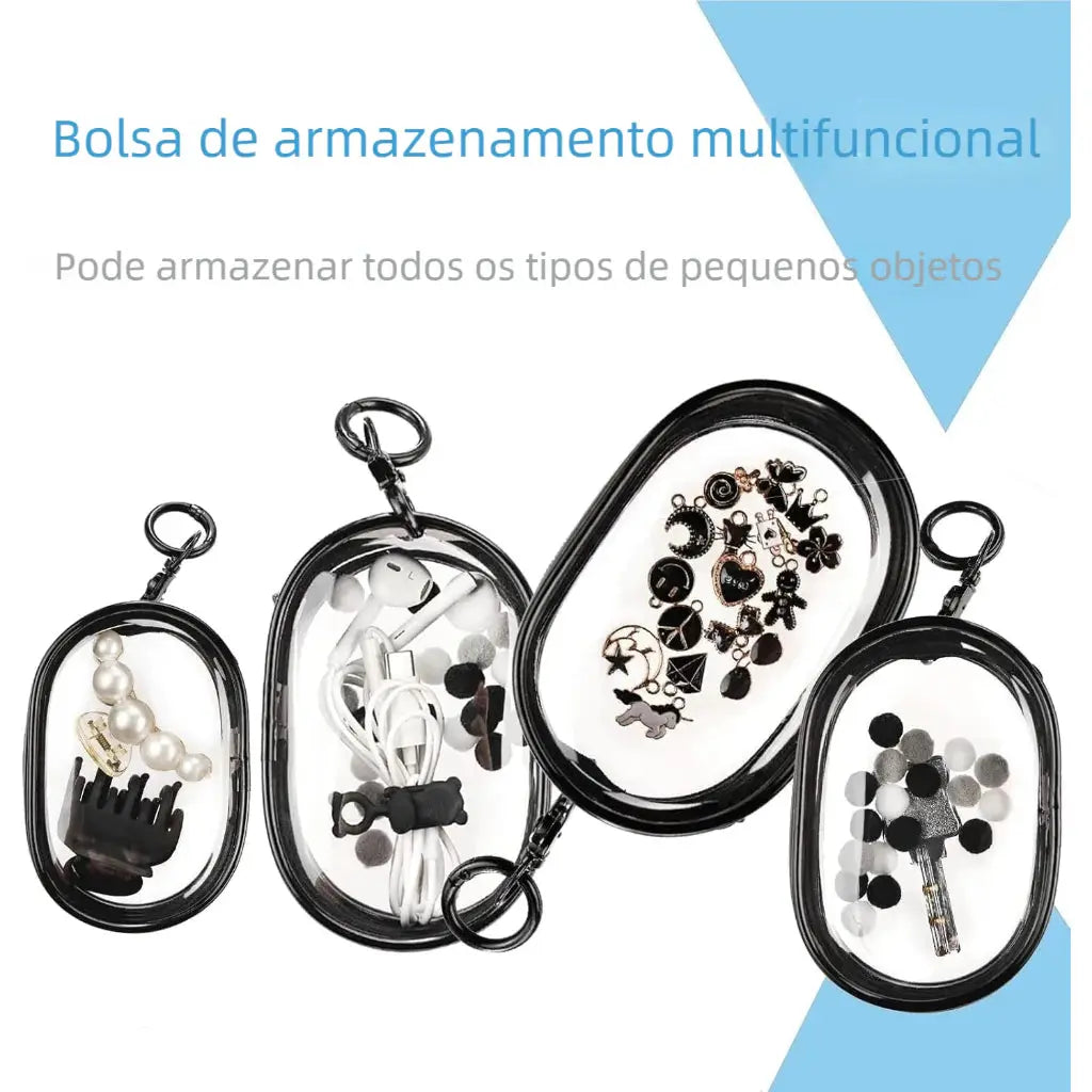 Bolsa Portátil Mini Transparente com Zíper - Multifuncional, Ideal para Guardar Fones de Ouvido em Viagem AgoraFacilita