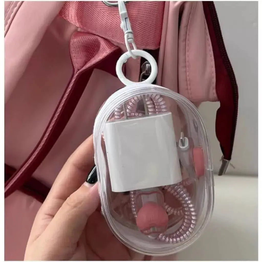 Bolsa Portátil Mini Transparente com Zíper - Multifuncional, Ideal para Guardar Fones de Ouvido em Viagem AgoraFacilita