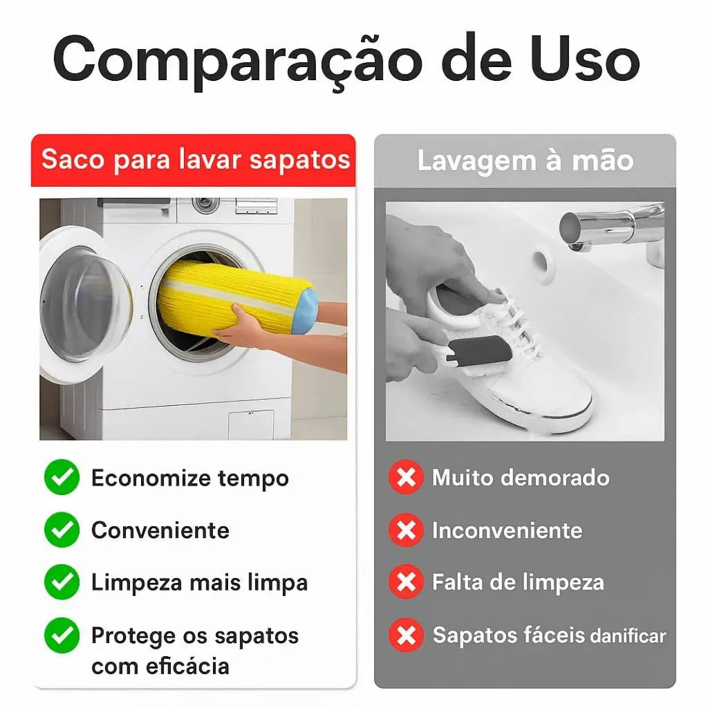 Bolsa de Lavar Tênis Sapatos Malha Lavanderia Anti Deformação AgoraFacilita
