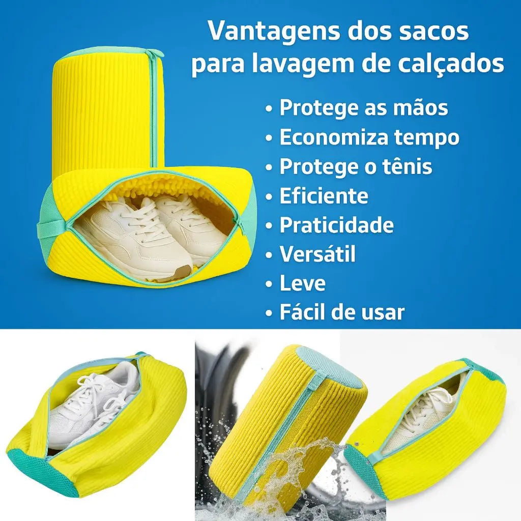Bolsa de Lavar Tênis Sapatos Malha Lavanderia Anti Deformação AgoraFacilita