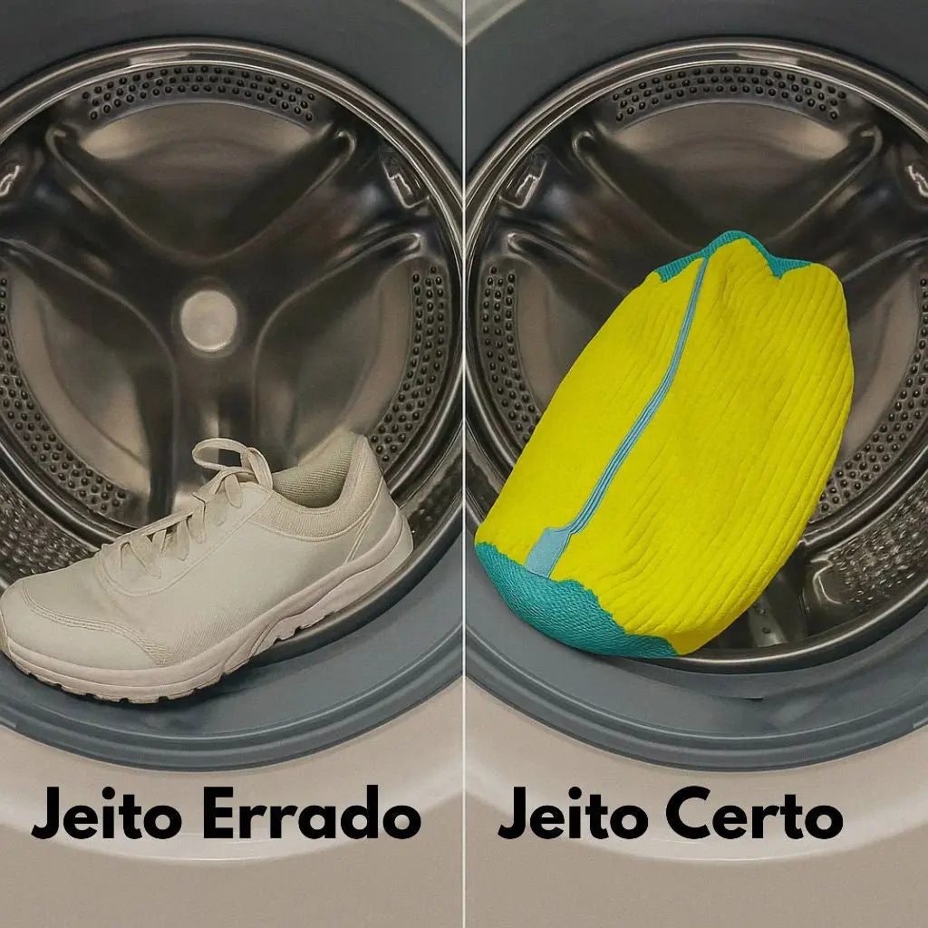 Bolsa de Lavar Tênis Sapatos Malha Lavanderia Anti Deformação AgoraFacilita