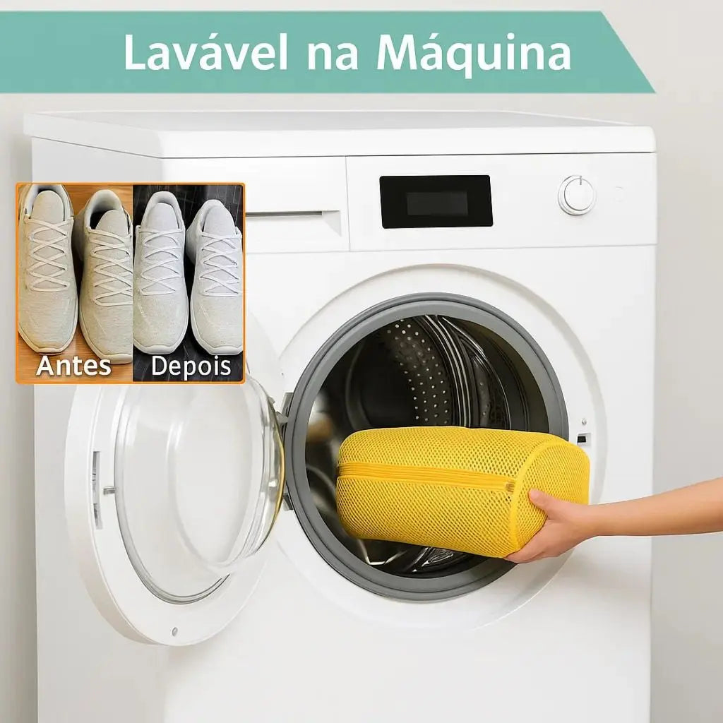 Bolsa de Lavar Tênis Sapatos Malha Lavanderia Anti Deformação AgoraFacilita
