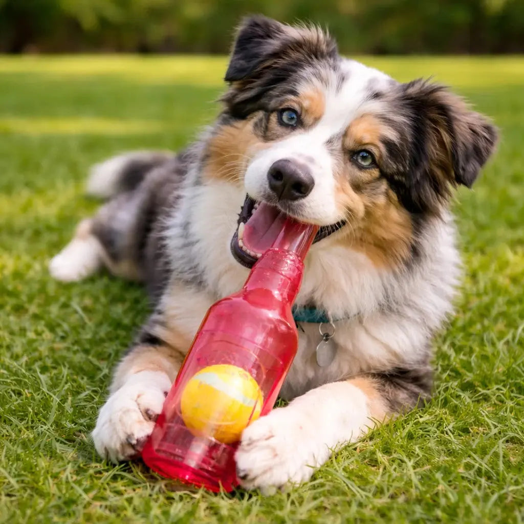 Brinquedo Interativo para Cachorros – Garrafa com Bola Interna AgoraFacilita