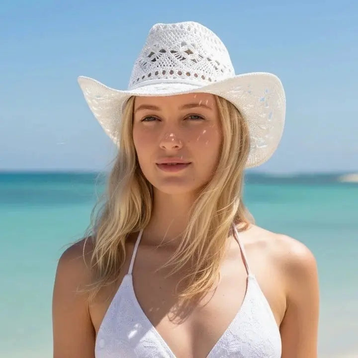 Chapéu gypsy feminino de Praia de Palha Durinha estilo Cowboy Hippie Chic moda boho Virginia AgoraFacilita
