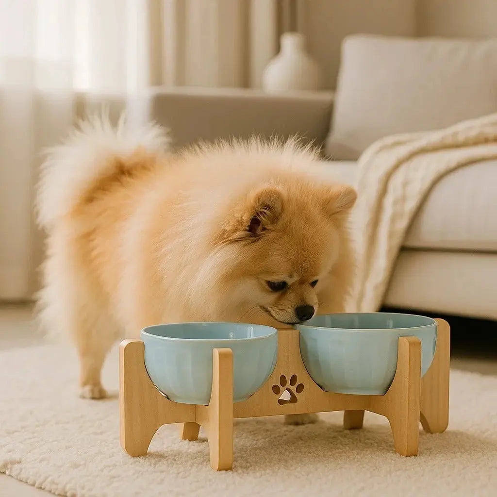 Comedouro Bebedouro Luxo Elevado em PORCELANA 620ml AgoraFacilita