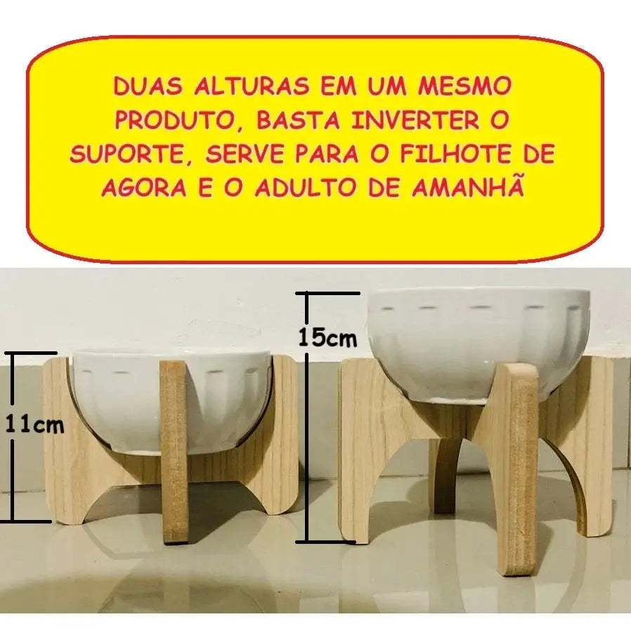 Comedouro Bebedouro Luxo Elevado em PORCELANA 620ml AgoraFacilita