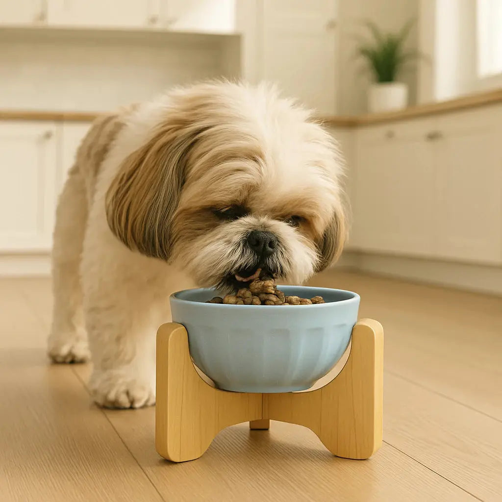 Comedouro Bebedouro Luxo Elevado em PORCELANA 620ml AgoraFacilita