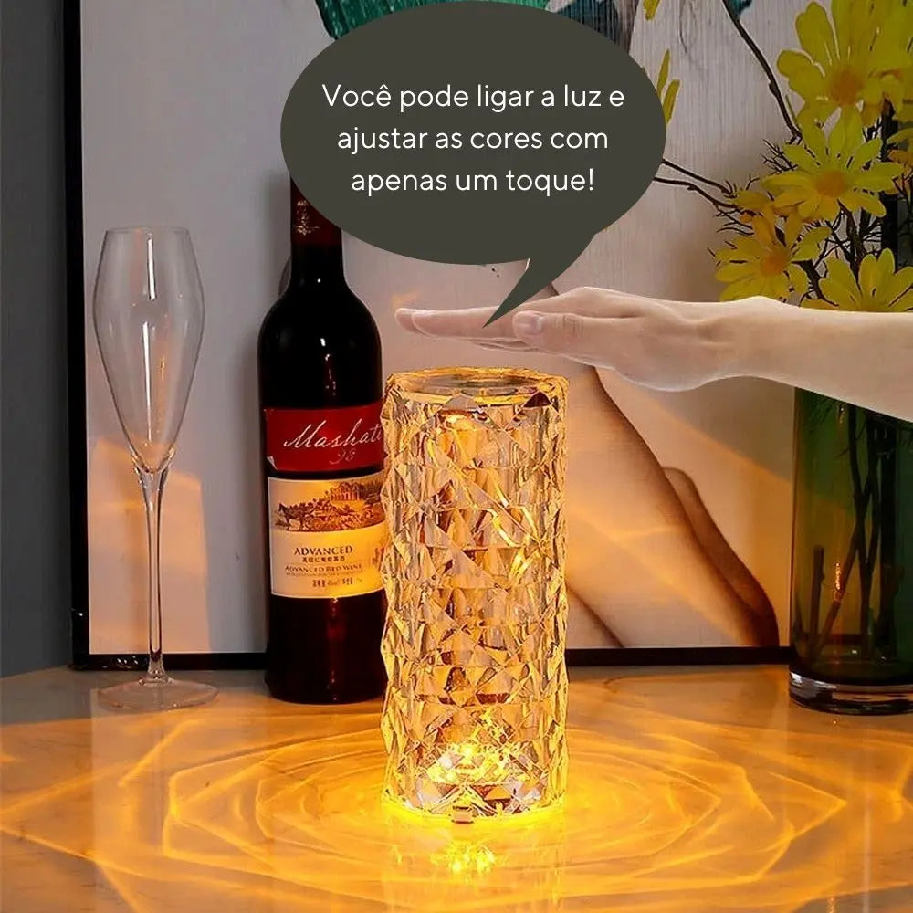 CrystalLamp - Luminária de Mesa Cristal LED AgoraFacilita