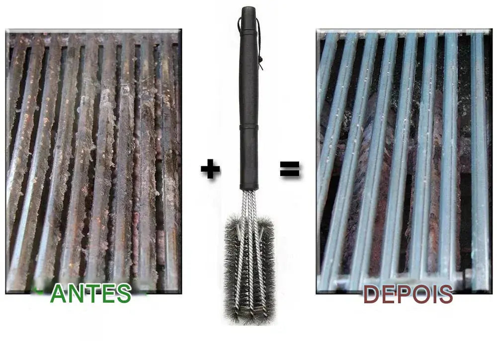 Escova de Limpeza 360° para Churrasqueira com Cabo Longo em Aço Inox Energy Express Store