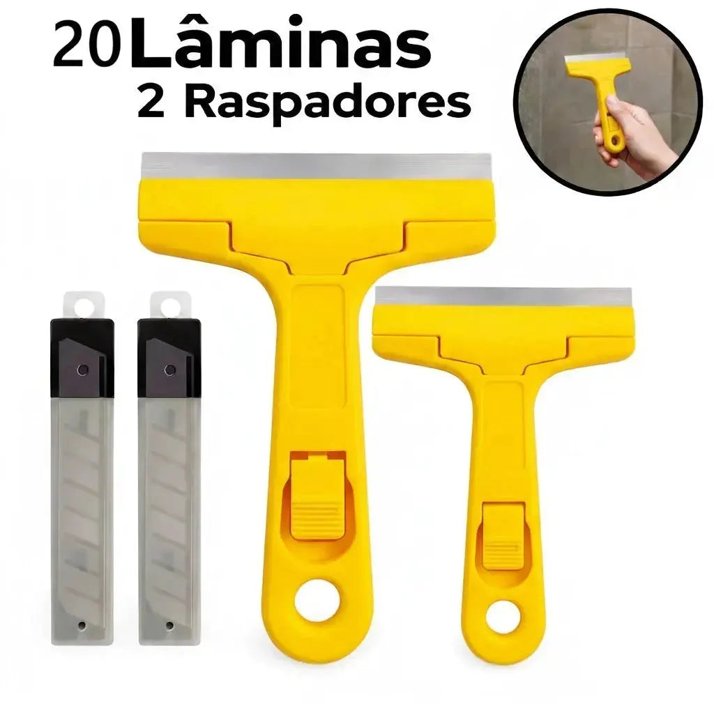Kit 2 Raspadores Multiuso Para Limpar Box Com 12 Lâminas Profissional / Vidro Piso Cerâmica Azulejo AgoraFacilita