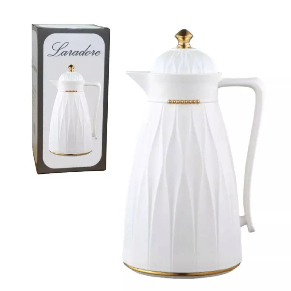 Garrafa Térmica de Café Laradore Chic - Branca e Dourada 1L AgoraFacilita