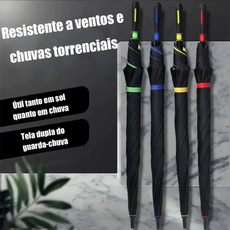 Guarda-Chuva Grande Automático à Prova de Tempestade – Fibra de Vidro e Blackout para 99% de Proteção UV AgoraFacilita
