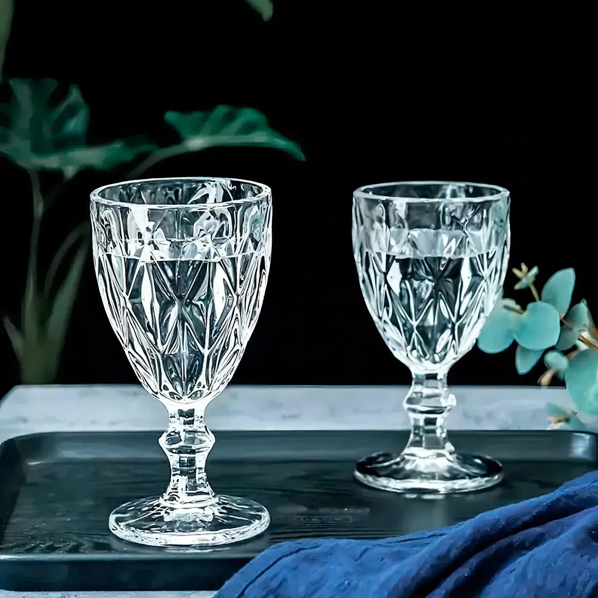 Jogo 6 Taças de Vidro Diamante Abacaxi Bico de Jaca 330ml – Copo Transparente Gourmet Produtgy