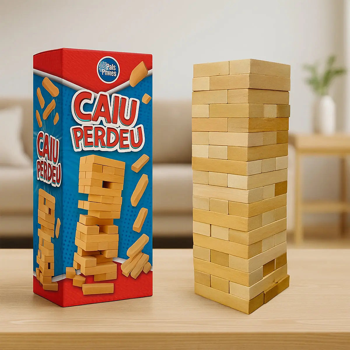 Jogo Caiu Perdeu Torre Madeira 54 Peças Brinquedo Gala AgoraFacilita