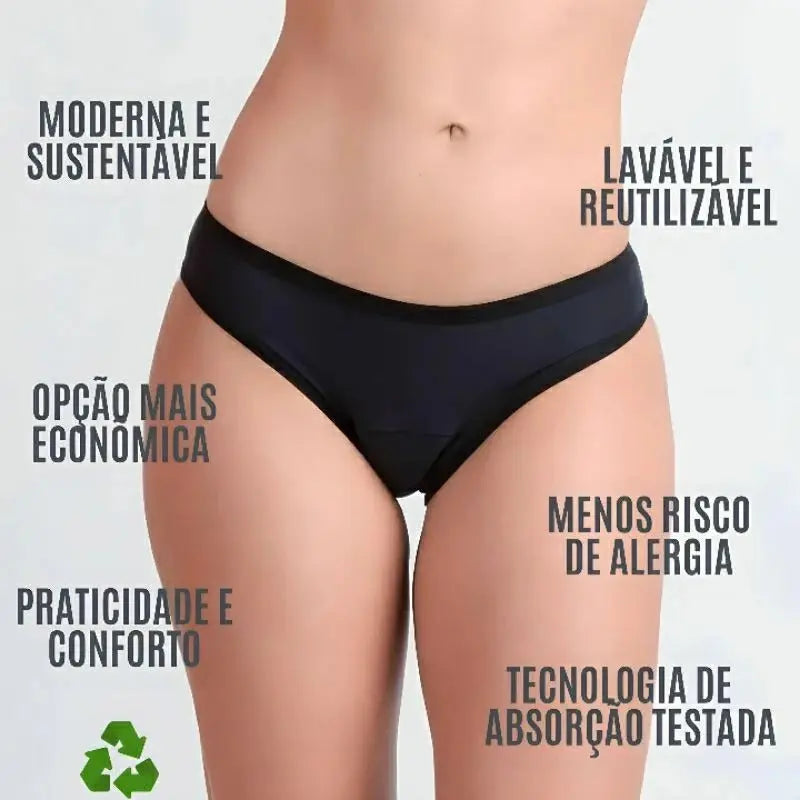 Kit 3 Calcinha Menstrual Feminina Reutilizável Clássica AgoraFacilita