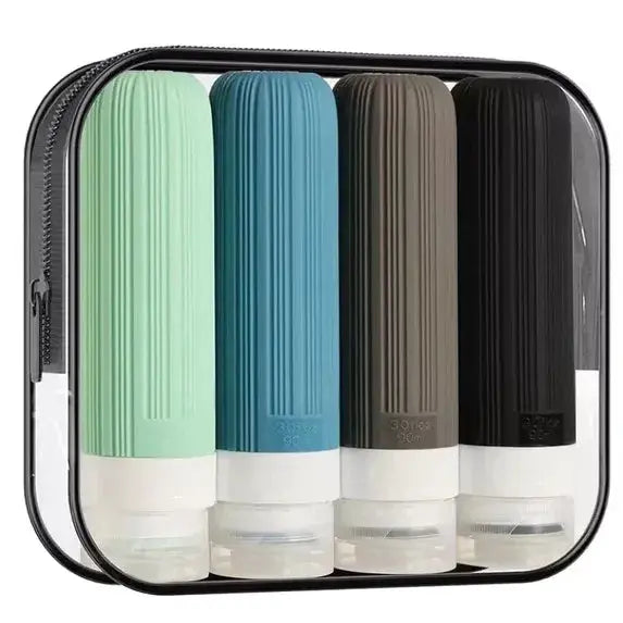 Kit 4 Frascos de Silicone para Viagem – 90ml Antivazamento AgoraFacilita