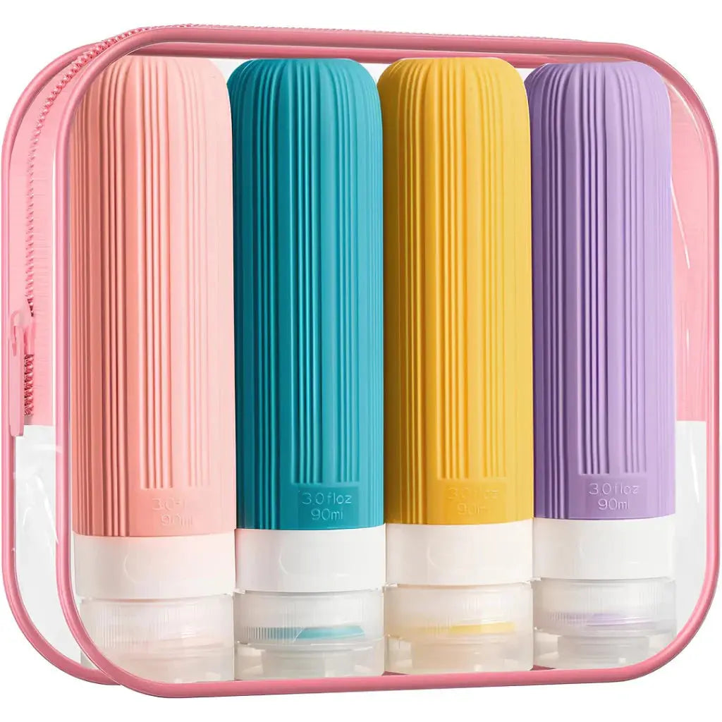 Kit 4 Frascos de Silicone para Viagem – 90ml Antivazamento TOP Viagem