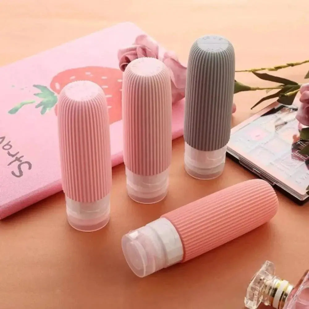 Kit 4 Frascos de Silicone para Viagem – 90ml Antivazamento TOP Viagem