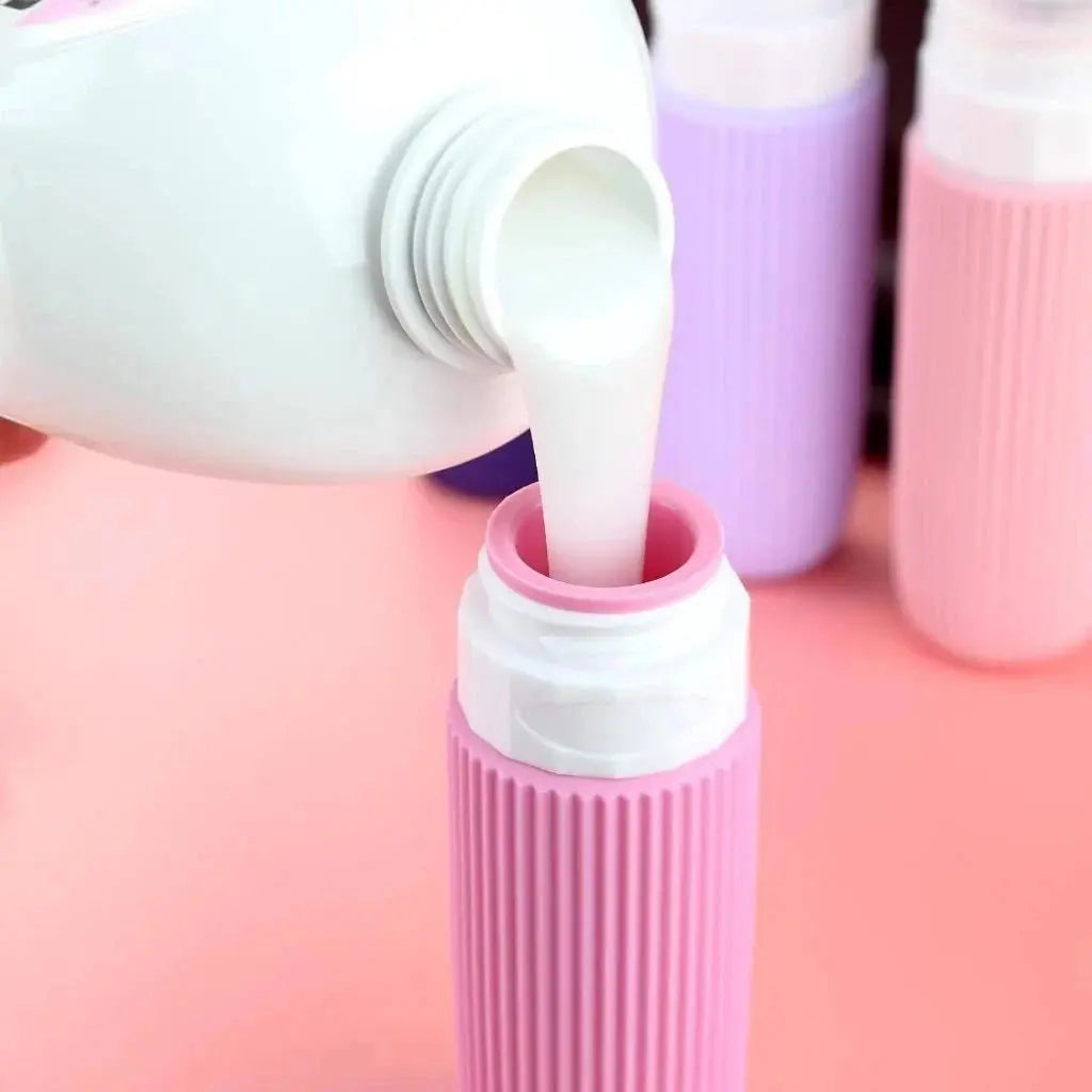 Kit 4 Frascos de Silicone para Viagem – 90ml Antivazamento TOP Viagem