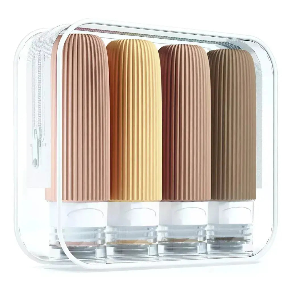 Kit 4 Frascos de Silicone para Viagem – 90ml Antivazamento TOP Viagem