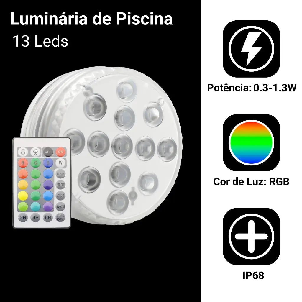 Kit 4 Luz Led Piscina Colorida Controle Remoto Pilha Ventosa Decoração Rgb AgoraFacilita