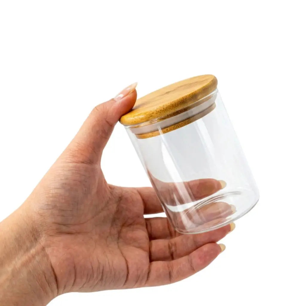 Kit 8 Porta Condimentos 200ml Vidro Suporte Giratório Bambu AgoraFacilita
