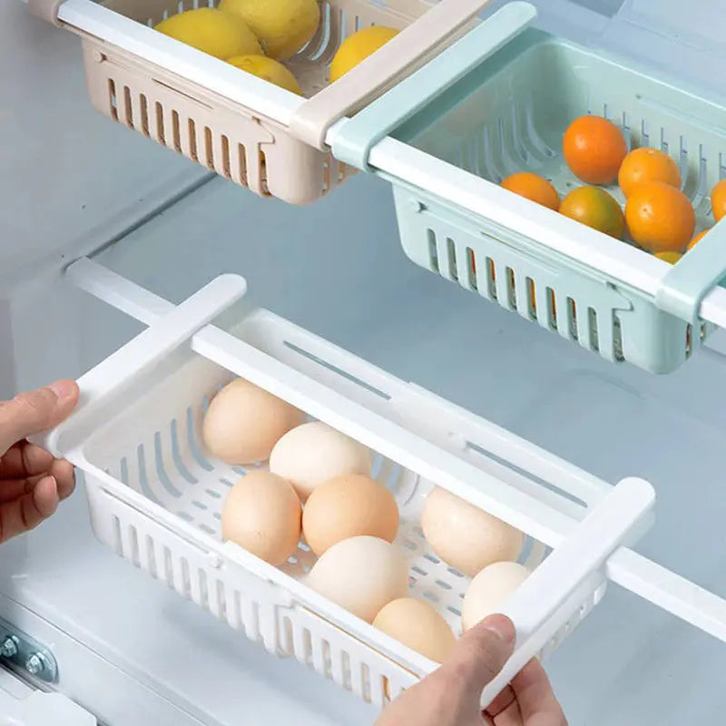 Kit Com 5 Cesto Retratil Orgaizador de Geladeira Multi Uso Para Armazenar Frutas Ovos Lanches Legumes Temperos Em Geral AgoraFacilita