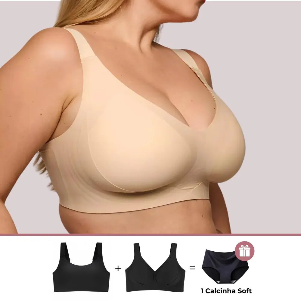 Kit Conforto Plus Size - Sutiã Premium Plus Size + Sutiã Curves + Brinde CYGNUSS