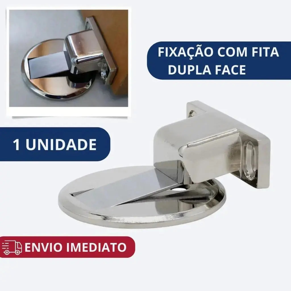 Kit 1/2/4 Prendedor de Porta Magnético Slim Cromado AgoraFacilita