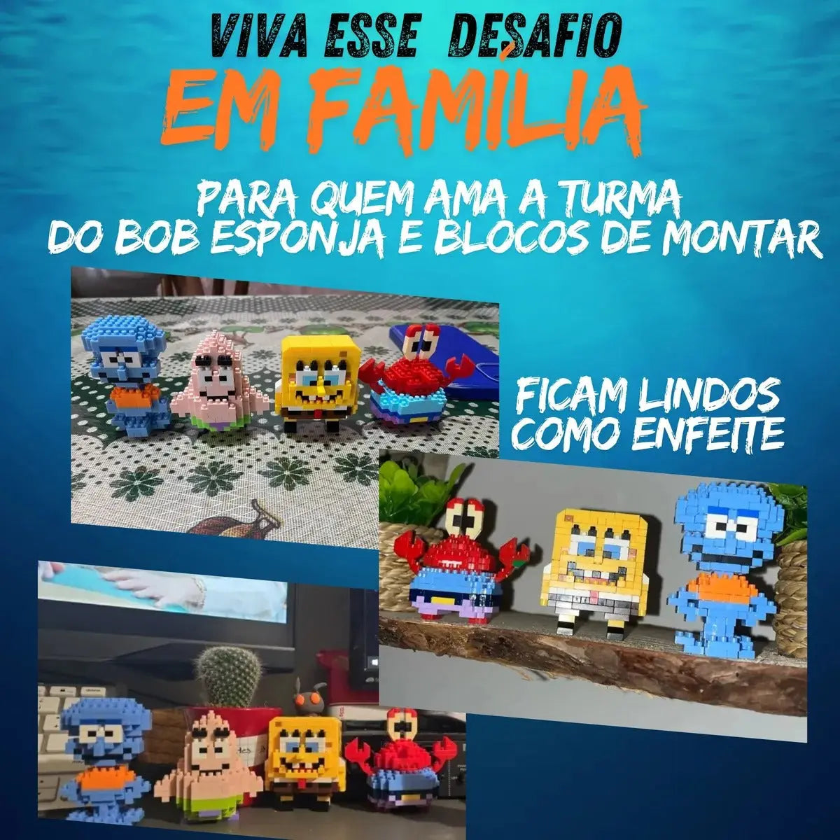 Kit Turma Bob Esponja Nickelodeon Blocos De Montar Bricks AgoraFacilita