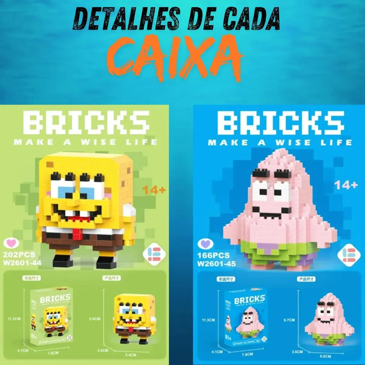 Kit Turma Bob Esponja Nickelodeon Blocos De Montar Bricks AgoraFacilita