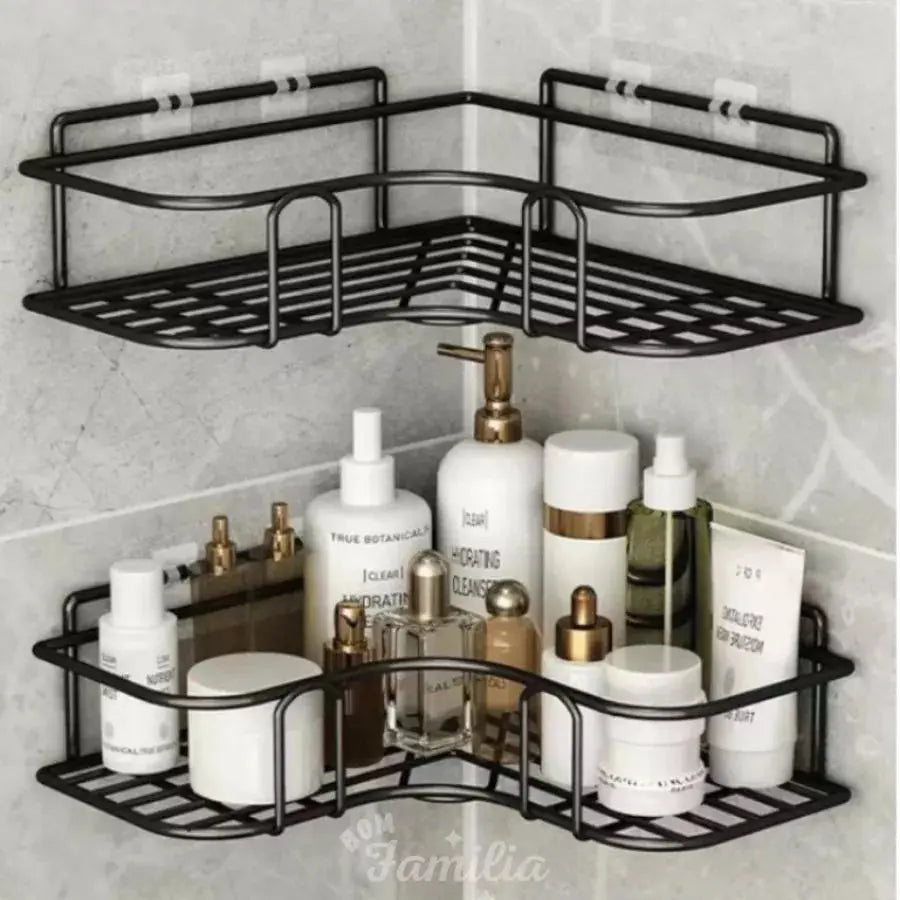 Kit1/3/4 Prateleiras Suporte Com Alto Adesivos Para Parede Banheiro Cozinha Lavanderia Shampoo Sabonete AgoraFacilita