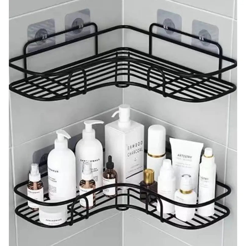Kit1/3/4 Prateleiras Suporte Com Alto Adesivos Para Parede Banheiro Cozinha Lavanderia Shampoo Sabonete AgoraFacilita