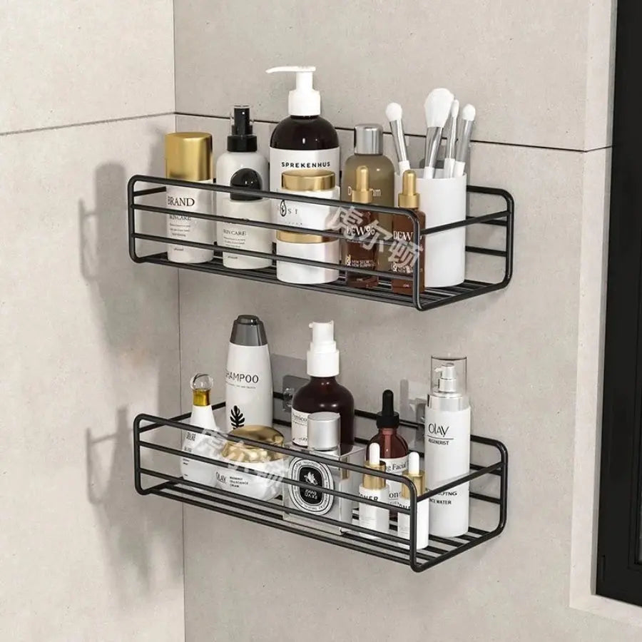 Kit1/3/4 Prateleiras Suporte Com Alto Adesivos Para Parede Banheiro Cozinha Lavanderia Shampoo Sabonete AgoraFacilita