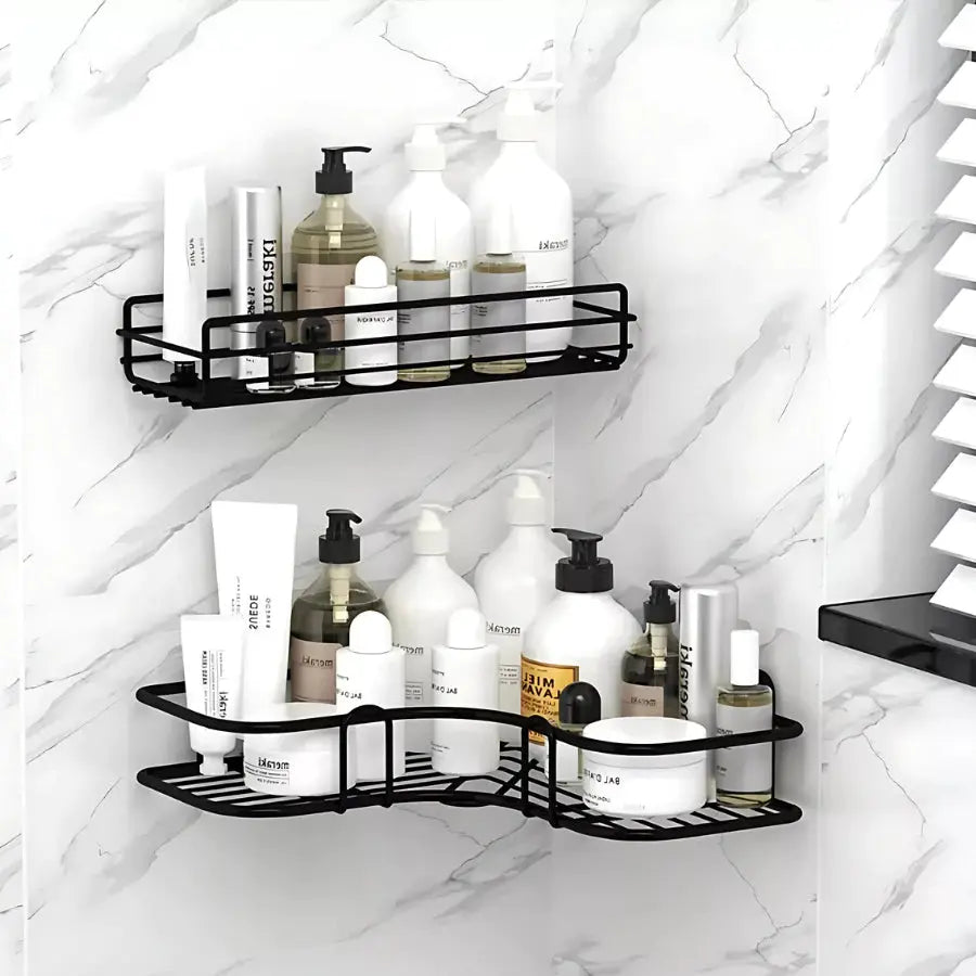 Kit1/3/4 Prateleiras Suporte Com Alto Adesivos Para Parede Banheiro Cozinha Lavanderia Shampoo Sabonete AgoraFacilita