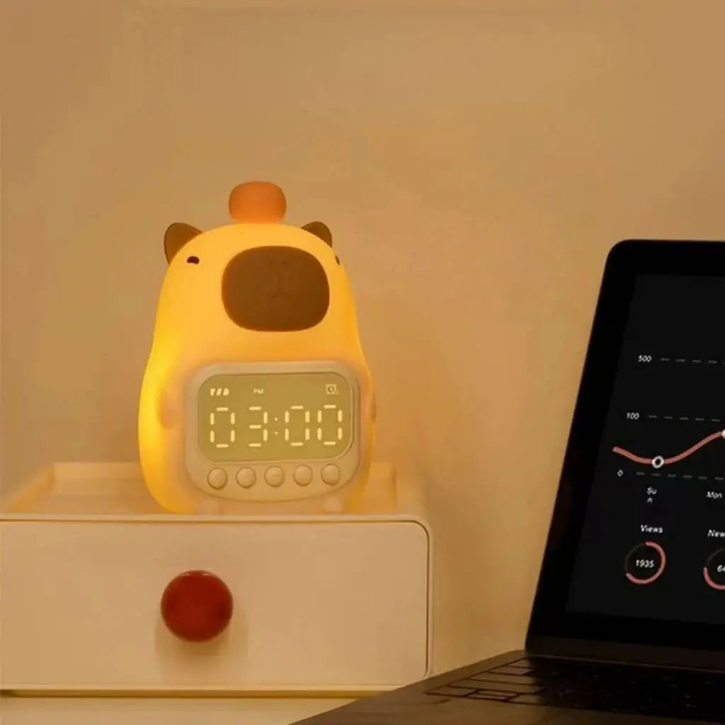 Luz Noturna Capivara Dimmer com Despertador LED Automático Sono Tranquilo e Acordar Suave AgoraFacilita