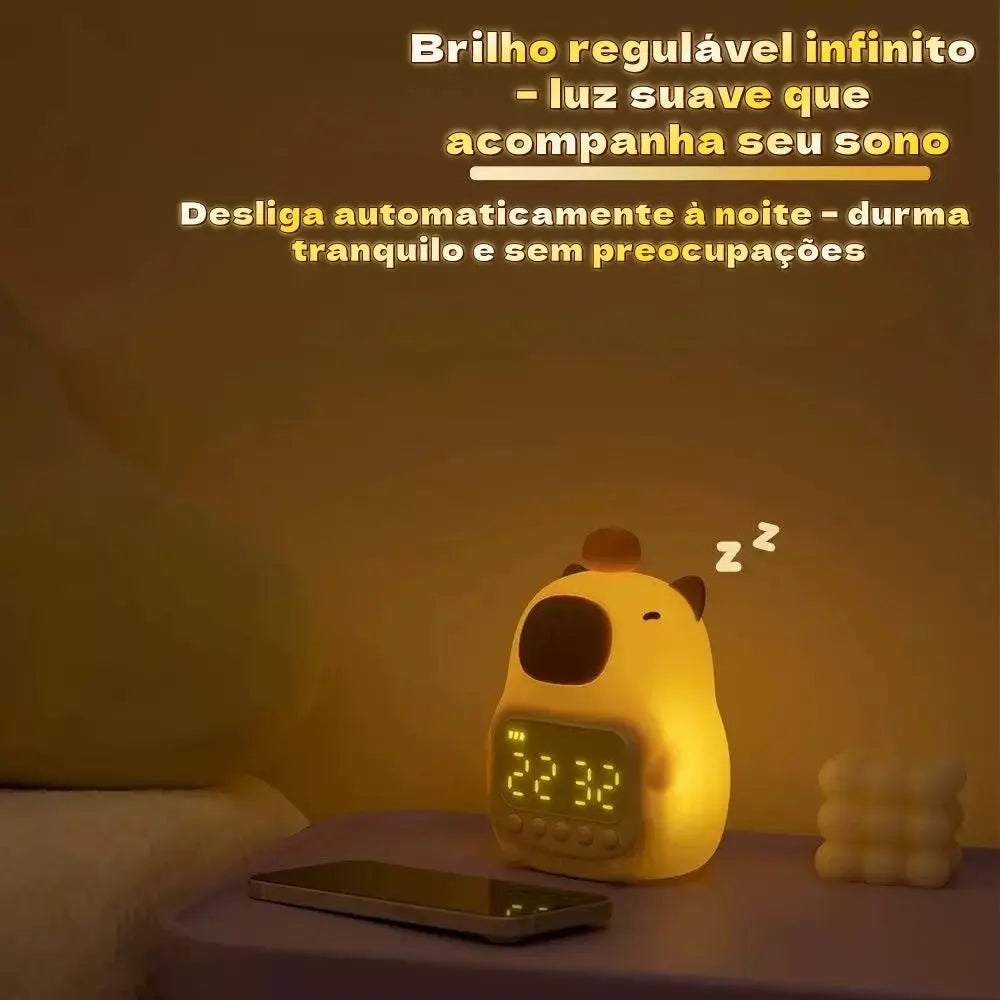 Luz Noturna Capivara Dimmer com Despertador LED Automático Sono Tranquilo e Acordar Suave AgoraFacilita