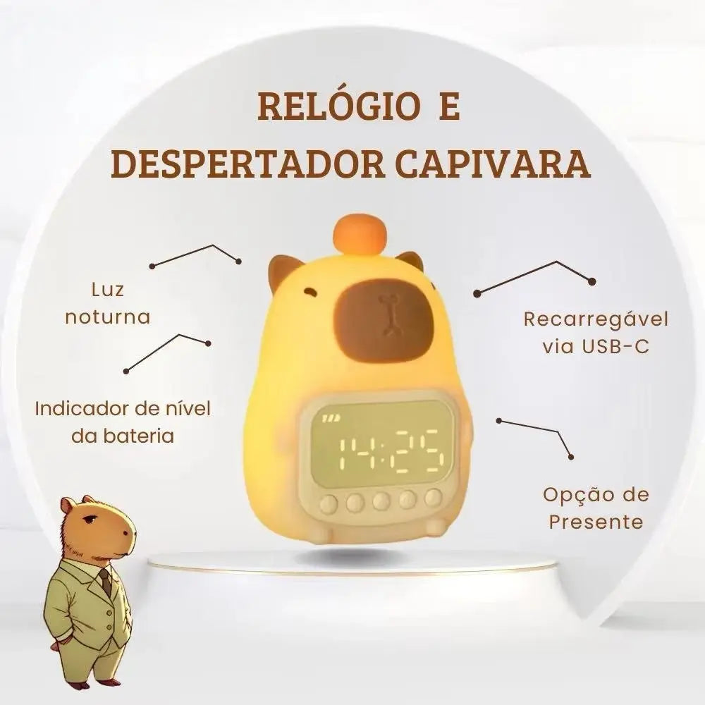 Luz Noturna Capivara Dimmer com Despertador LED Automático Sono Tranquilo e Acordar Suave AgoraFacilita
