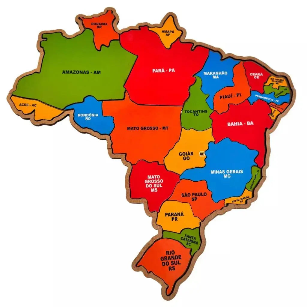 Mapa Do Brasil Quebra-Cabeça Brinquedo Educativo Estados e Região Em MDF AgoraFacilita