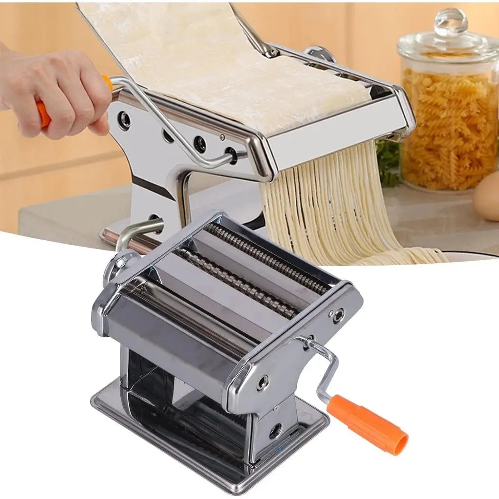 Maquina Macarrão 3 Massas Caseira Manivela Cilindro Inox Corta Massa Pastel Lasanha Fettuccine AgoraFacilita